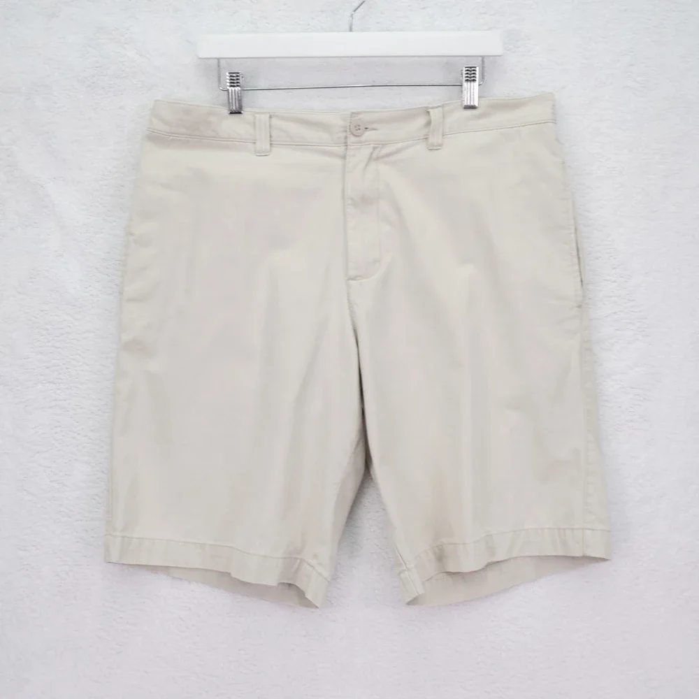 Merona Cotton Chino Shorts Cream Flat Front -36‎ / 11- High Rise